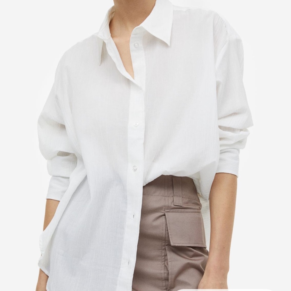H&M oversize shirt button down light blue 100% cotton XXL